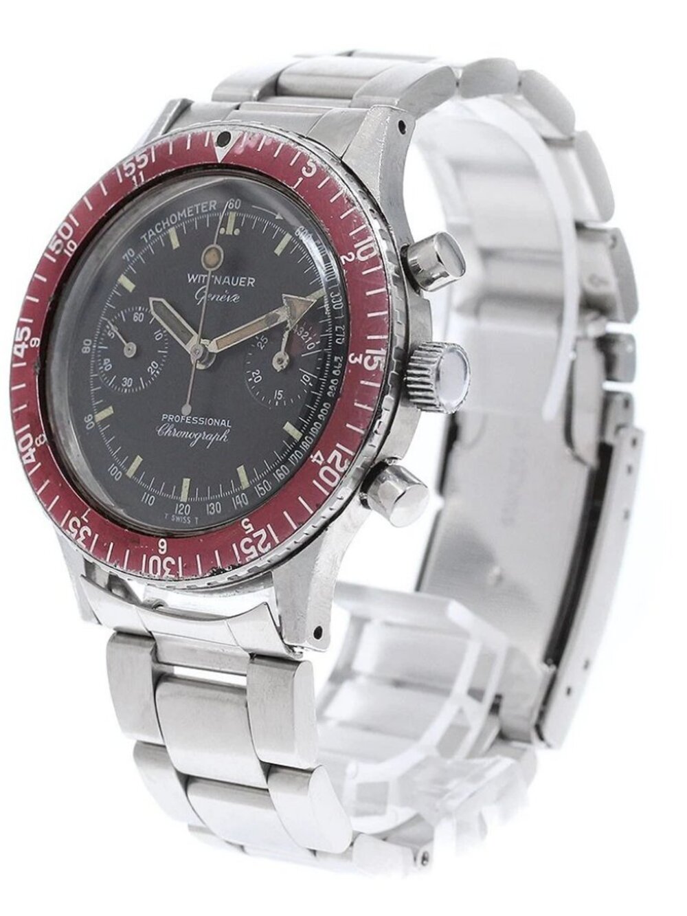 WITTNAUER Geneve 7004A Chronograph Cal.7733 black Dial Hand Winding Men's_961244